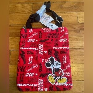 NWT Disney Parks Mickey Mouse Autograph Red Crossbody Purse